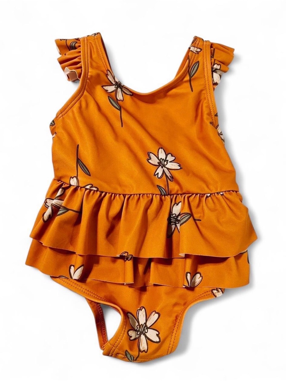 Carter's Orange Ruffle One-Piece Swimsuit - 9 mo